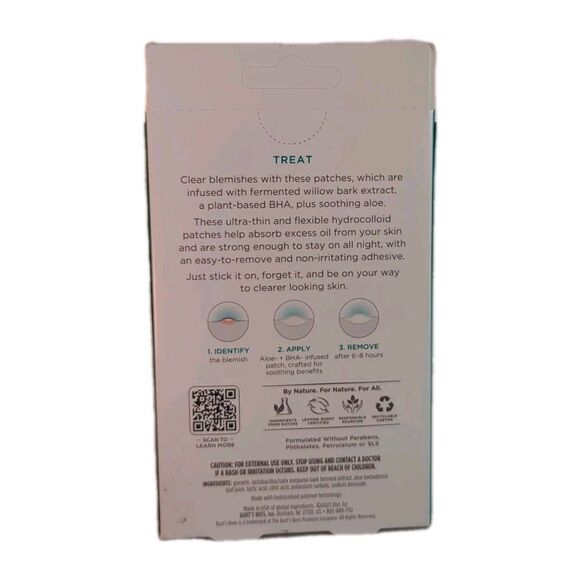 NEW Burt's Bees Herbal Blemish Patch w/ Aloe + BHA 24 Patches Clear & Balanced - Picture 4 of 6